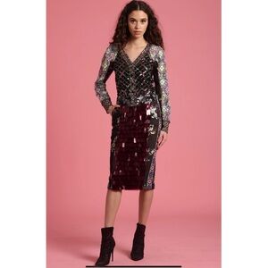 Elegant Burgundy Sequin Cardigan